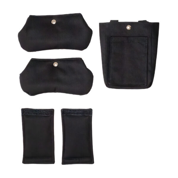 Black crutch accessories – 5-piece set: padding and pouch.