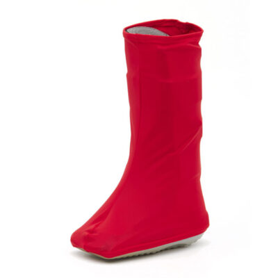 Red orthopedic boot cover – stylish protection from dust and dirt.