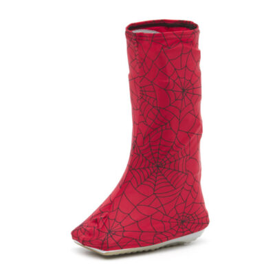 Red with spiderweb pattern orthopedic boot cover – stylish protection from dust and dirt.