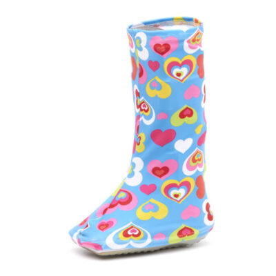 Light blue with heart pattern orthopedic boot cover – stylish protection from dust and dirt.