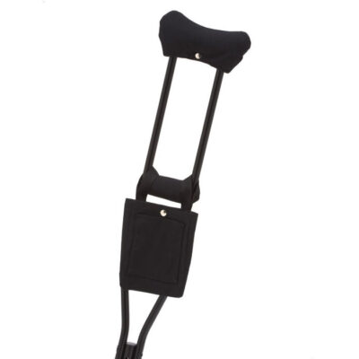 Black crutch accessories – padding and a pouch for enhanced comfort.