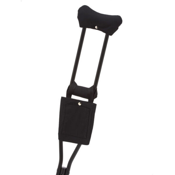 Black crutch accessories – padding and a pouch for enhanced comfort.