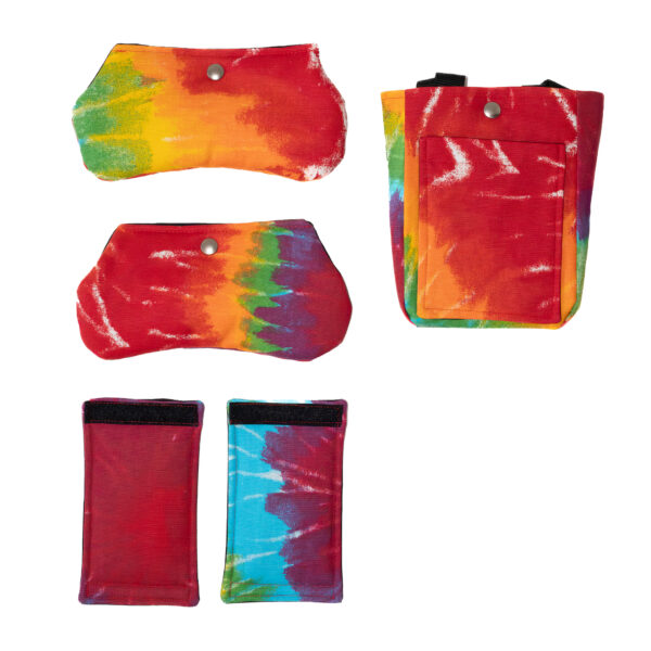 Rainbow pattern crutch accessories – 5-piece set: padding and pouch.