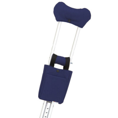 Navy crutch accessories – padding and a pouch for enhanced comfort.